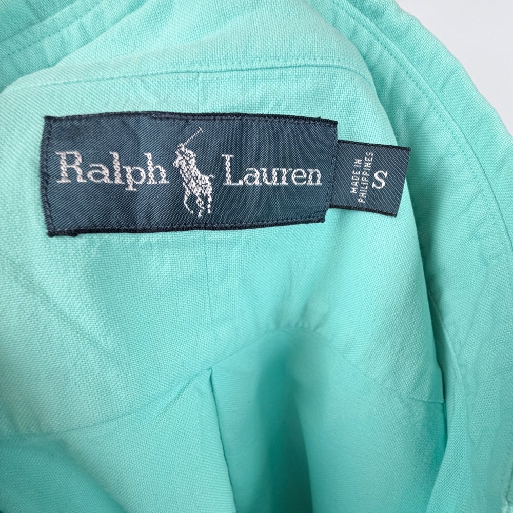 Ralph Lauren S Mint Oxford Button Down Shirt Slim Fit Cotton Pony Mens Aqua - Picture 5 of 10